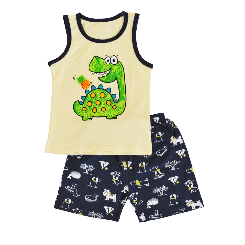 Bộ Quần Áo Ba Lỗ Bé Trai - Bộ Ba Lỗ Cho Bé Trai 1-4 Tuổi Cotton Mỏng Thoáng Mát Hình In Dễ Thương