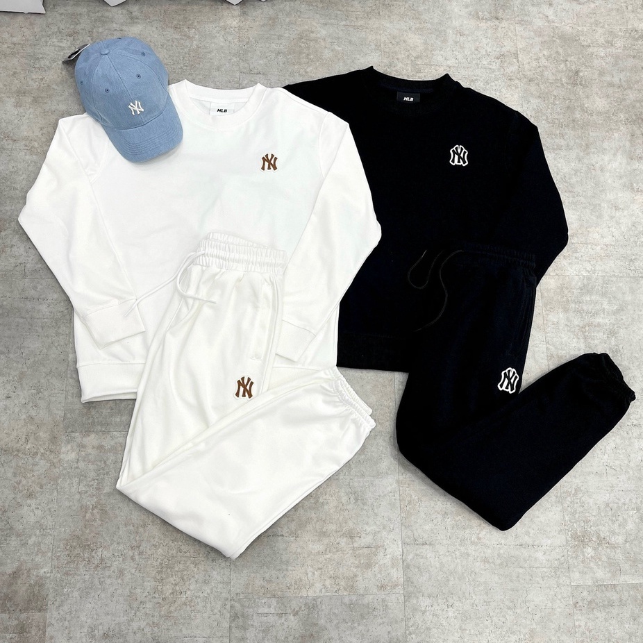 Set quần áo nỉ nam nữ, Set Sweater M.L.B, Bộ quần áo thu đông nữ NY Monogram SW07 - Pom Store