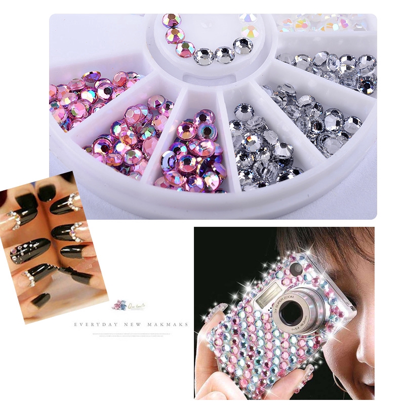 15 Style Mixed-size Round Flat Bottom Nail Rhinestones/  Multi Shapes Glitter Rhinestones Crystal/ DIY Art Decorations Manicure Tools