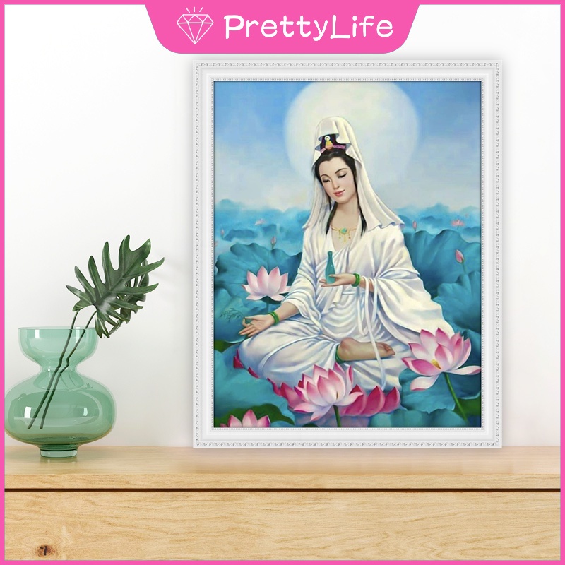 Bộ Tranh Sơn Dầu 40x50cm Tự Làm Họa Tiết Đức Phật Bắt Mắt Kèm Phụ Kiện