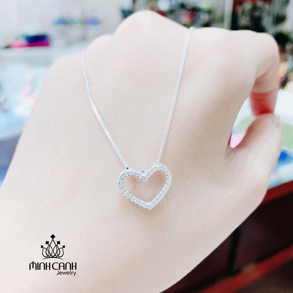 Dây Chuyền Bạc Tim Viền Đá Bạc Ý S925 Minh Canh Jewelry