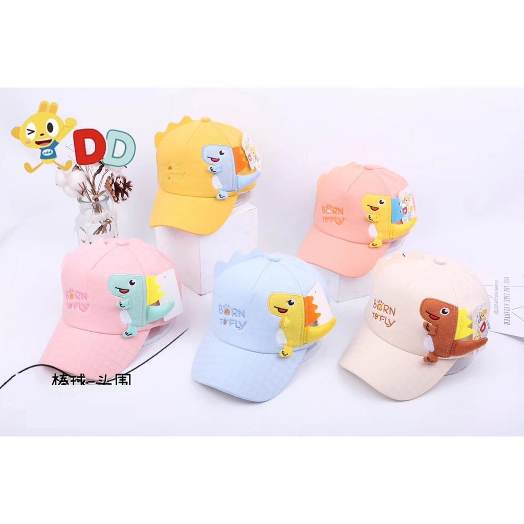 Mũ/Nón Lưỡi Trai Con Khủng Long Dễ Thương Điều Chỉnh Quai Cho Bé Trai/Gái Từ 12 tháng đến 3 tuổi DL