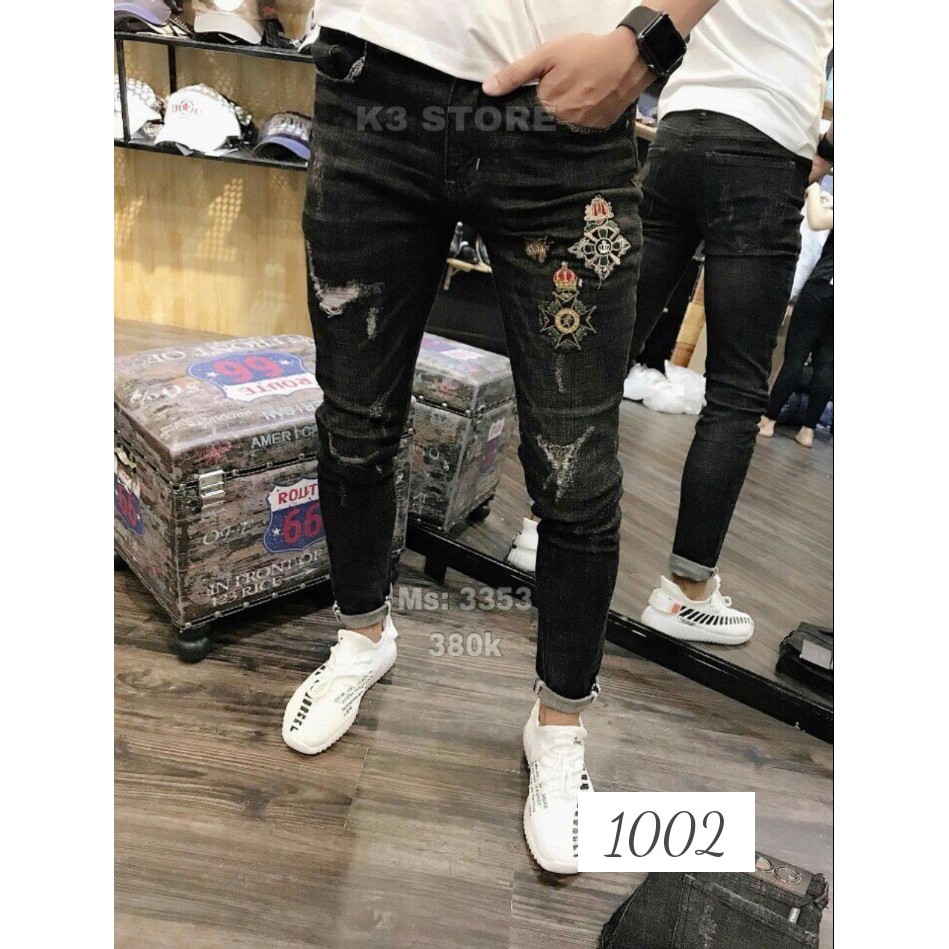 QUẦN JEANS NAM IN HỌA TIẾT 1002