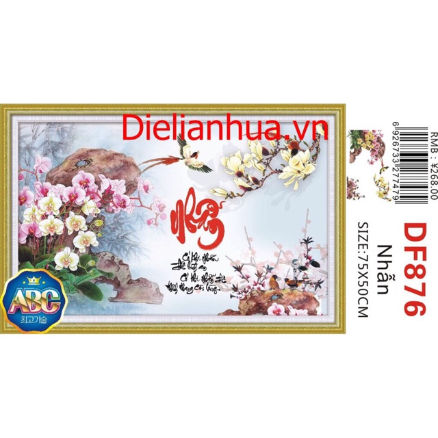 Tranh đính đá Chữ Nhẫn DF876 (75x50) chưa đính