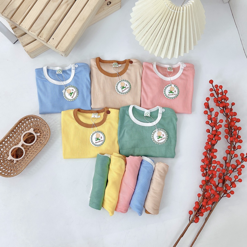Bộ Cộc Tay Vải Tăm Lạnh Cho Bé Trai, Bé Gái Từ 6-16kg, Cài Cúc Vai Tiện Lợi - Thấm Hút Mồ Hôi- BO86