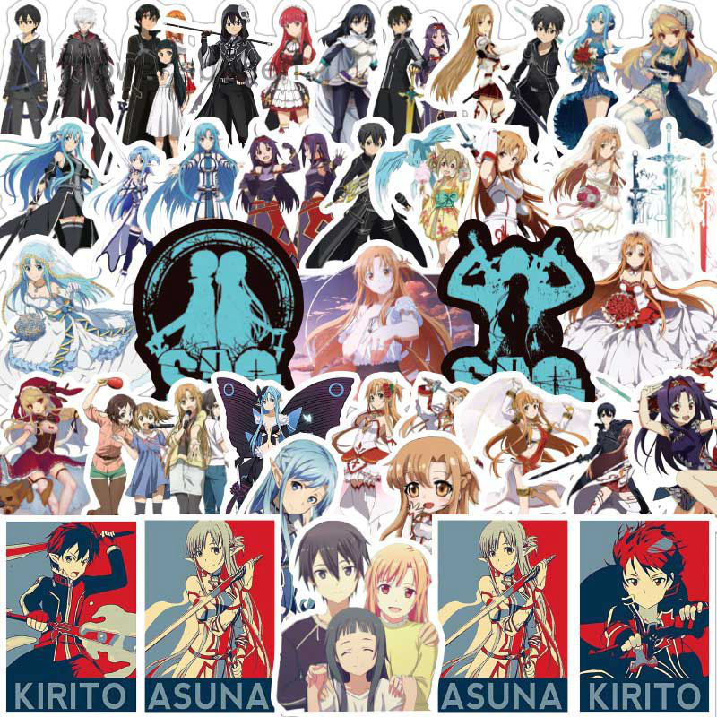 flowersqueen 50 Miếng Dán Trang Trí Hình Thanh Kiếm Trong Sword Art Online