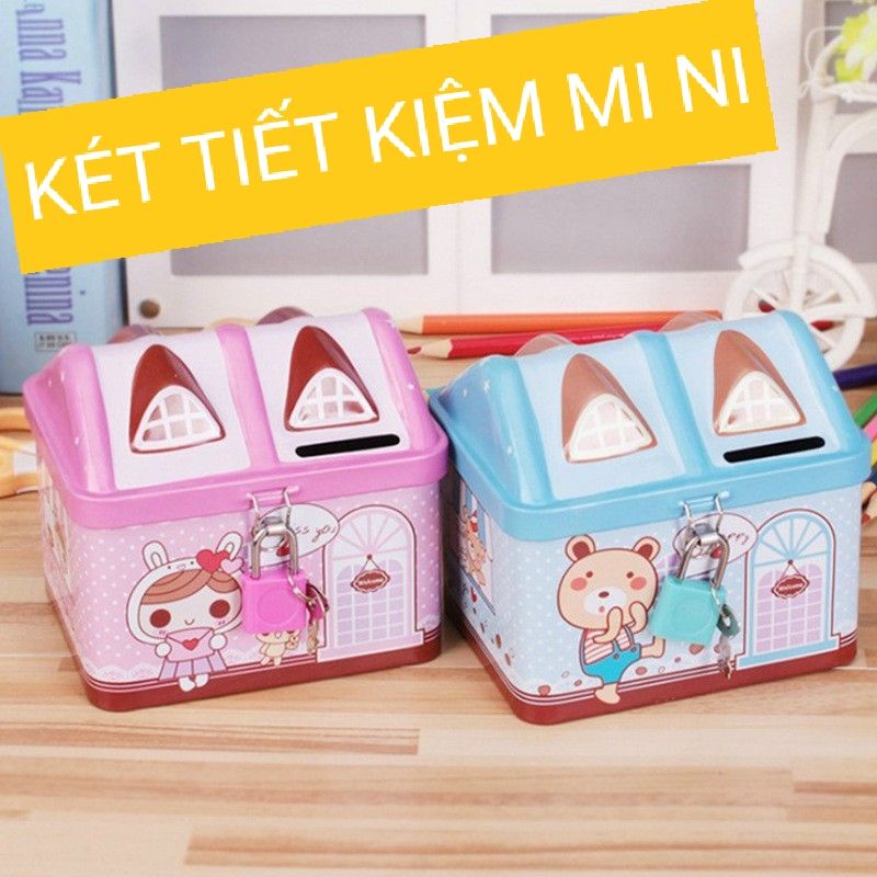 Két sắt tiết kiệm mi ni hình ngôi nhà - Két sắt mini tiết kiệm tiền dư cho bé