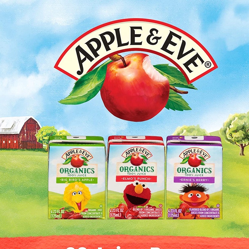 (Mỹ - date 02/2024) Lốc 8 hộp 125ml nước ép 100% trái cây organic Apple & Eve cung cấp Vitamin C cho trẻ em