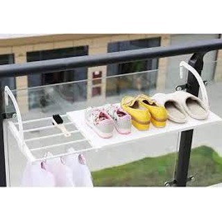 [ loại đẹp] Giá phơi quần áo đa năng giàn kệ để đồ thông minh xếp gấp gọn treo ban công lan can cửa sổ ngoài trời đẹp