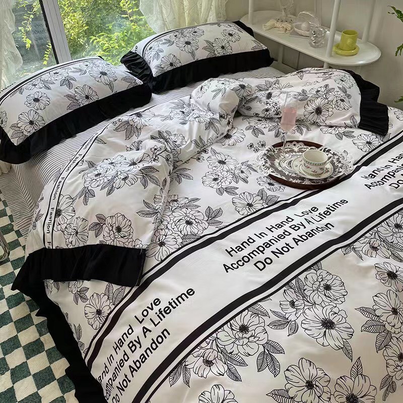Bộ chăn ga gối cotton đũi Gấu Bear thêu nổi siêu đáng yêu , Bộ 4 món đũi Gấu chất liệu mềm mại thoáng mát mẫu mới 2023
