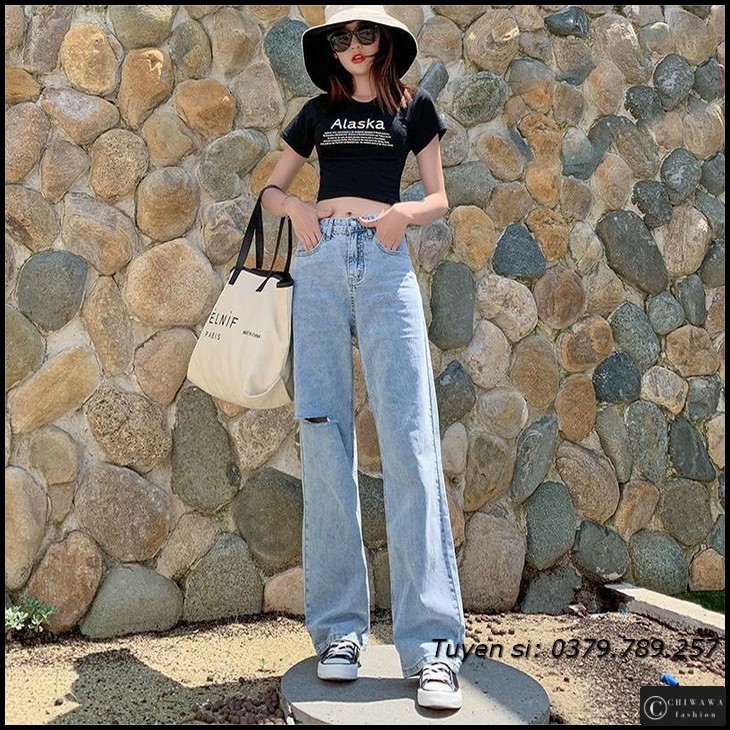 [Sỉ] Quần jean nữ baggy giá rẻ TA07