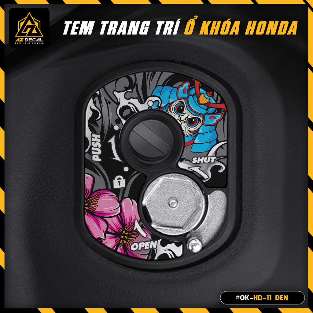 Tem Dán Ổ Khóa Cơ Honda Thiết Kế Samurai | OK-HD-11 | Decal Dán Ổ Khóa Xe Vision, SH, Wave, Winner, Air Blade, Winner X