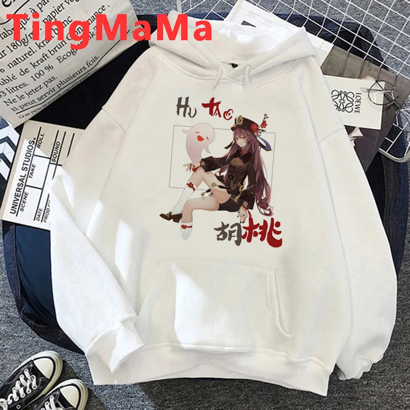 Áo hoodie in họa tiết hoạt hình Genshin Impact Hu Tao Ke Qing 2021 cho nam