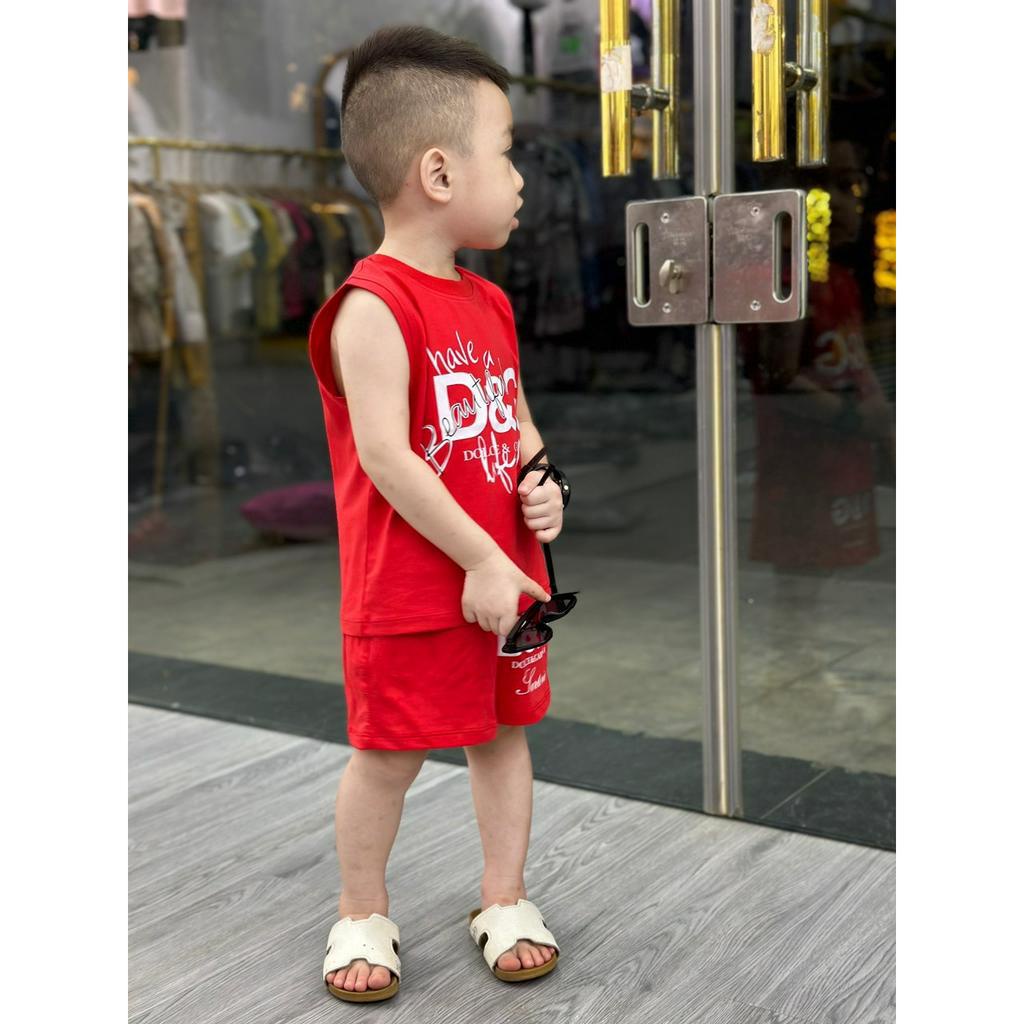 Set tank top D7G bút chì cho bé trai , bộ áo ba lỗ quần short nam unisex , Kid_genz