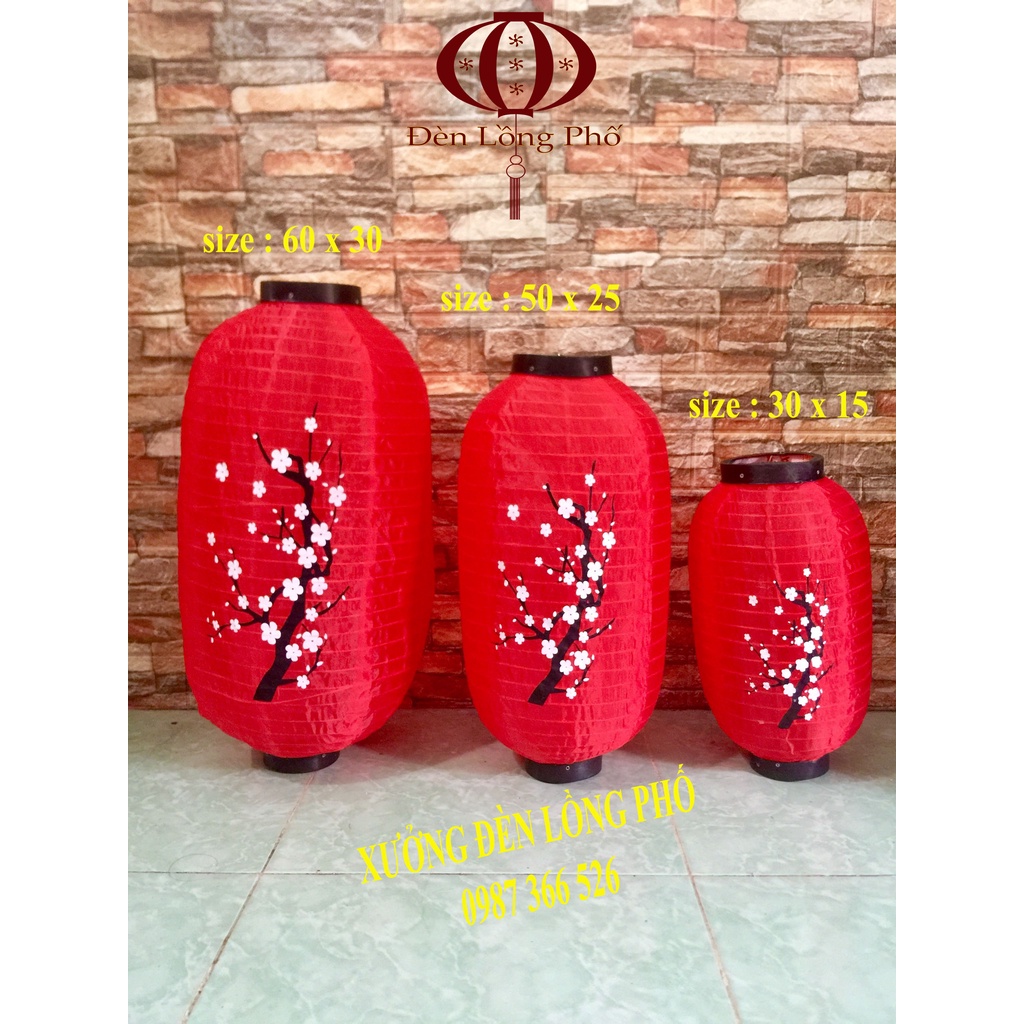 {GIÁ TẬN XƯỞNG} Đèn lồng Nhật Bản in hoa đào màu đỏ chuyên dùng trang trí quán xá , nhà cửa dịp năm mới