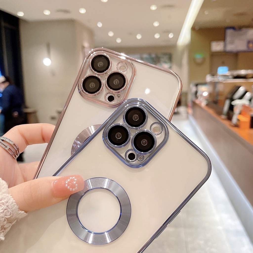Ốp Điện Thoại Nam Châm Mạ 6D Sang Trọng Bảo Vệ Ống Kính Máy Ảnh Cho iPhone 14 11 Pro MAX 12 13 Pro MAX Sự Bảo Vệ