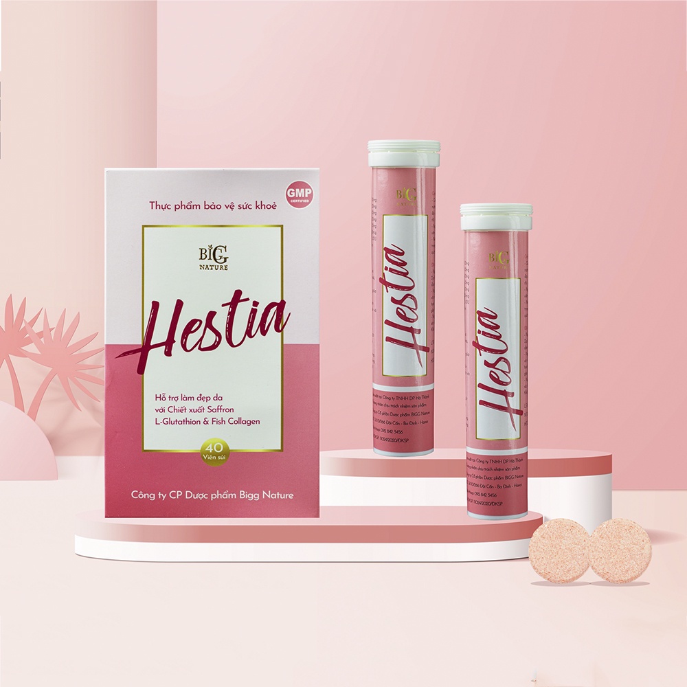 Viên uống trắng da, mờ nám, tăng đàn hồi da Hestia Saffron Collagen - Viên uống đẹp da, cung cấp độ ẩm cho da