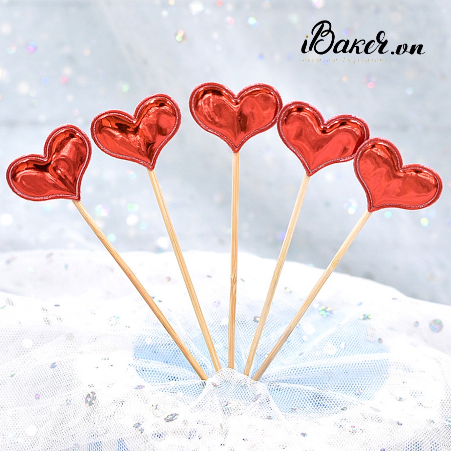 Tag cắm trang trí set 5 trái tim HB040