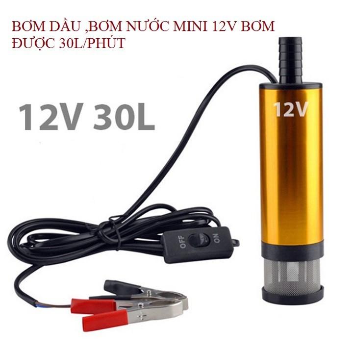 bộ bơm nước mini 12V - máy hút xăng dầu,nước kèm 5m ống dẫn + vòi kèm lọc rác