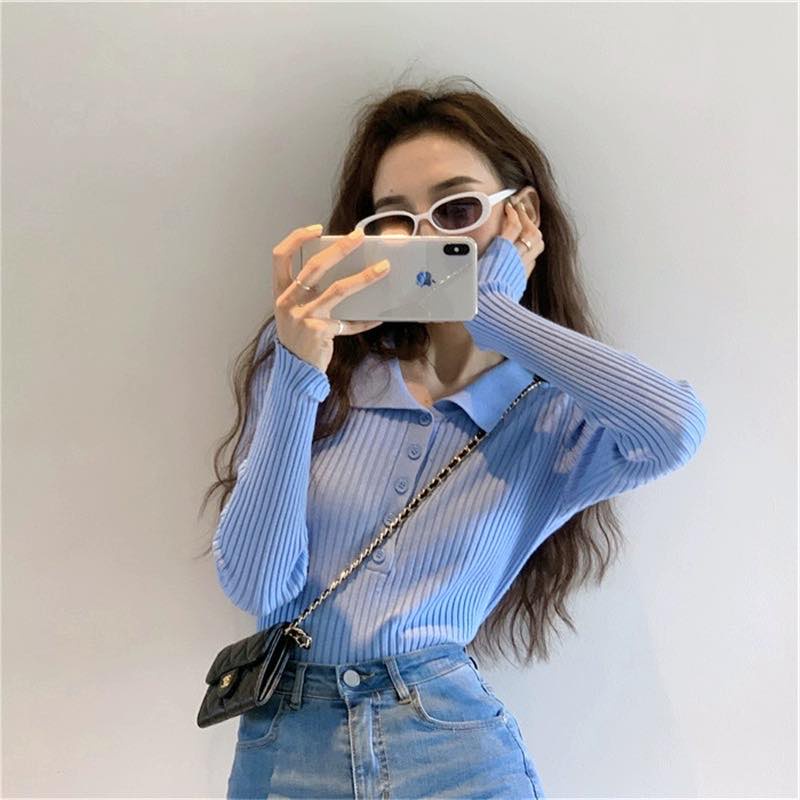 Áo Thun Polo Dệt Kim Tay Dài Dáng Ôm Thời Trang Mùa Thu Cho Nữ C & M 2021 | BigBuy360 - bigbuy360.vn
