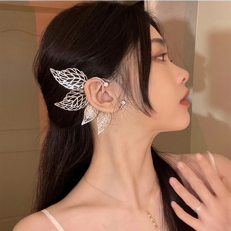 Khuyên Kẹp Vành Tai Hình Bướm Đính Đá Lấp Lánh Thời Trang Hàn Quốc Thanh Lịch Cho Cô Dâu