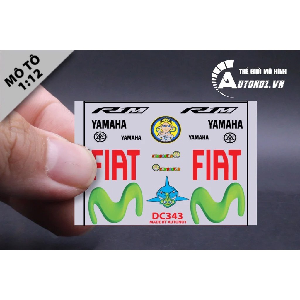 DECAL NƯỚC ĐỘ YAMAHA R1M FIAT - MOVISTAR TỈ LỆ 1:12 AUTONO1 DC343