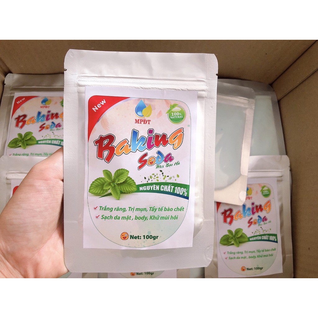 (100gr) BAKING SODA MIX BẠC HÀ - TRÀ XANH .LÀM TRẮNG RĂNG, TẨY TRẮNG RĂNG, Ố VÀNG