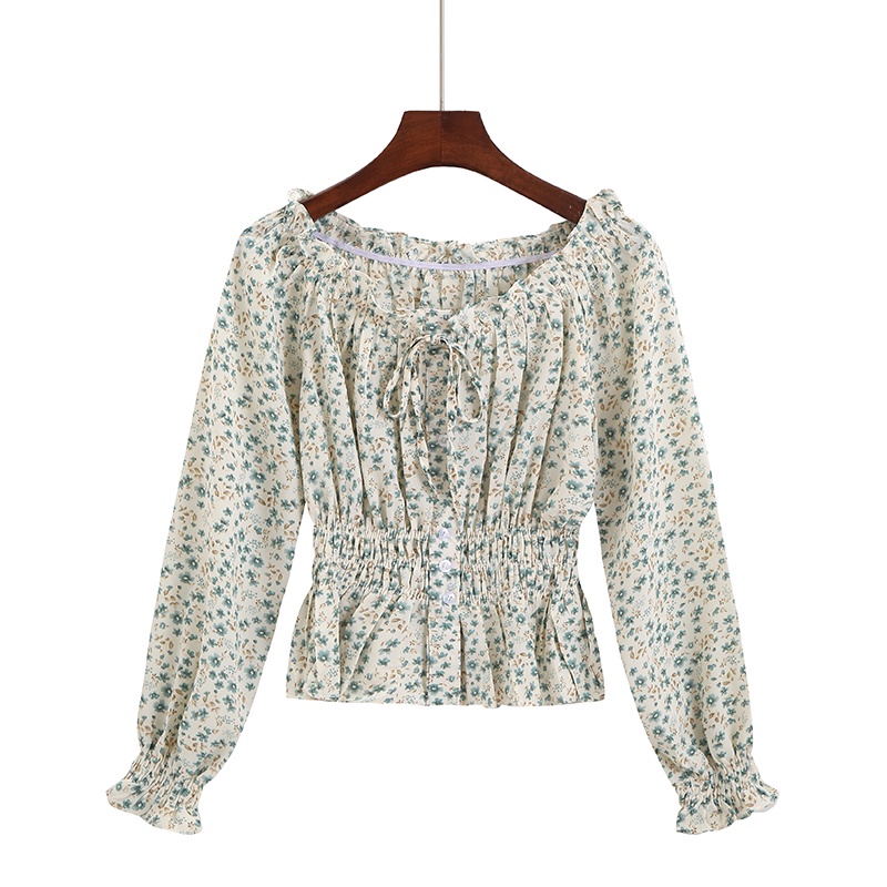 Áo Voan BH Hoa Dài Tay Phong Cách Pháp 2022 Cho Nữ