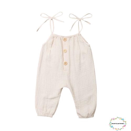 Trang phục jumpsuit phối dây bằng cotton thời trang cho bé gái 0-24 tháng