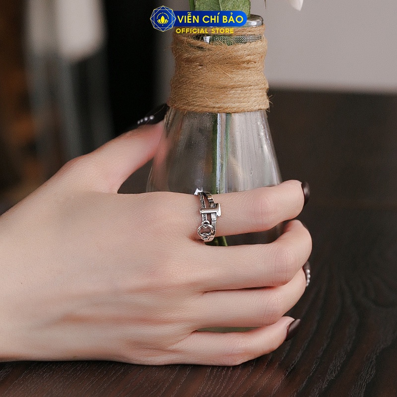 Nhẫn bạc nữ lồng họa tiết chữ T chất liệu bạc Thái 925 thời trang phụ kiện trang sức nữ Viễn Chí Bảo N000305