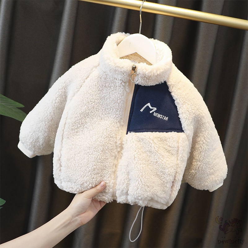 Áo khoác len lông cừu ấm áp mùa đông kiểu Hàn Quốc cho bé