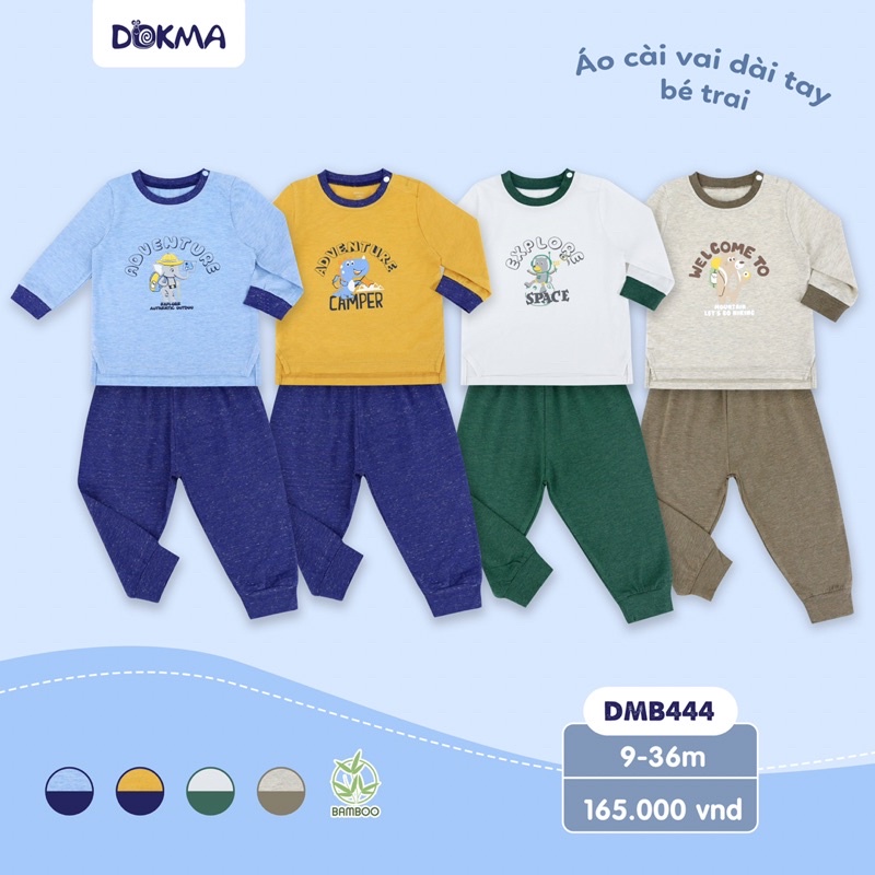 Bộ Dài Tay Cài Vai Bé Trai Dokma 9-36m