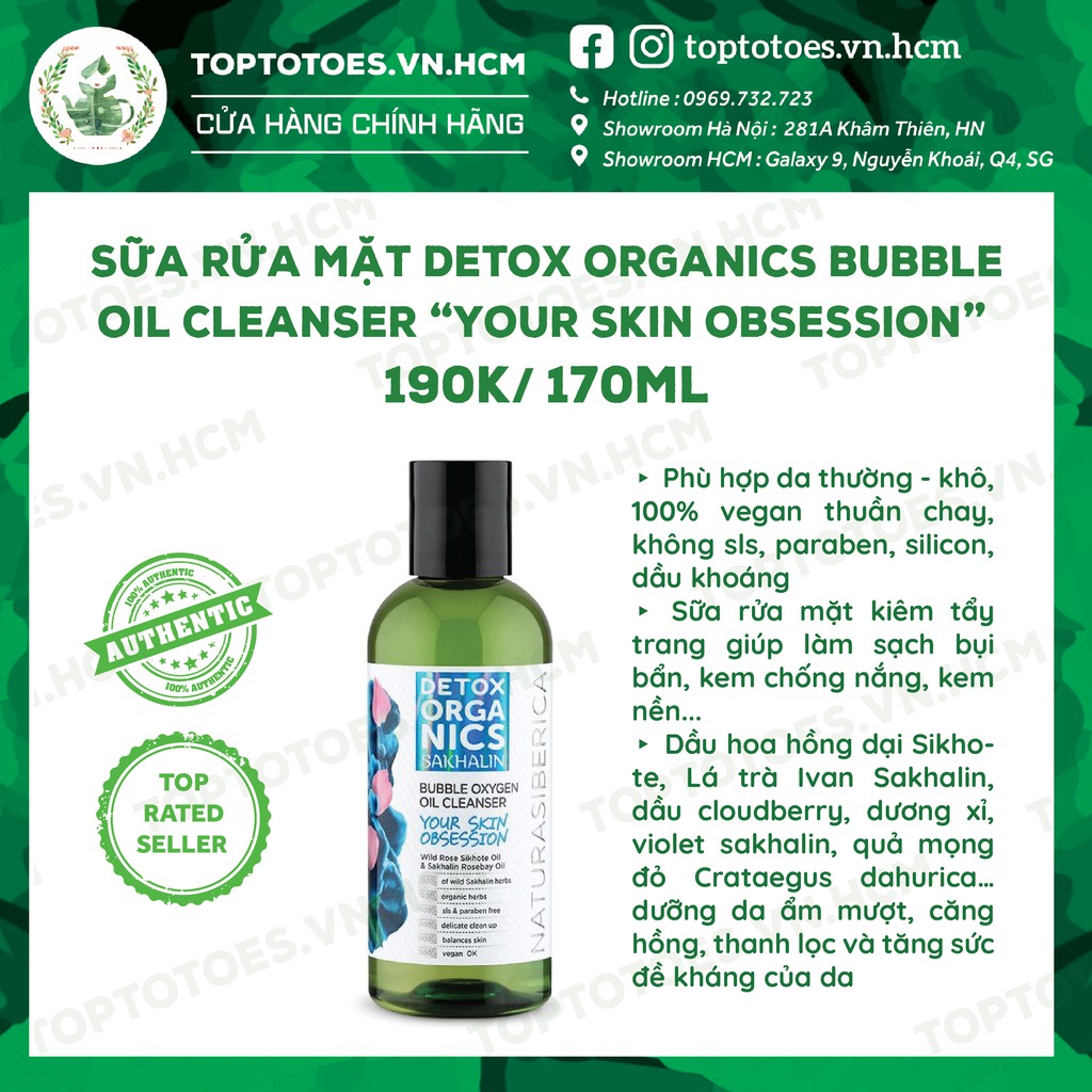 Sữa rửa mặt Detox Organics Bubble Oil Cleanser “Your Skin Obsession” cho da sạch sâu, ẩm mượt