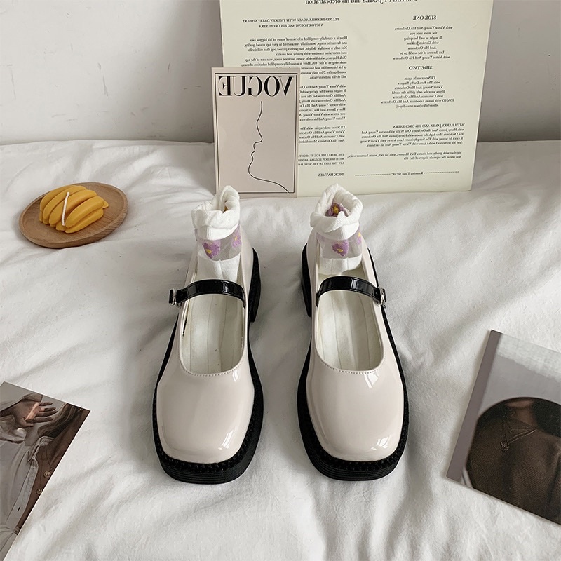 Giày lolita quai ngang KERRY mũi vuông đế cao 5cm phong cách vintage