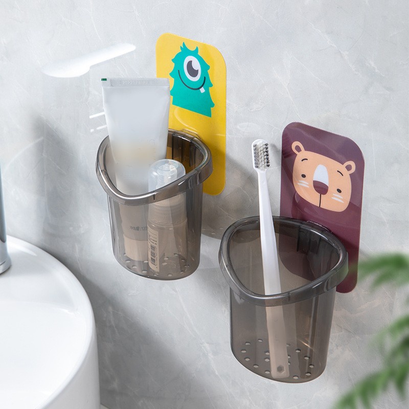 Giá Đỡ Bàn Chải Đánh Răng/ Cốc Đánh Răng Ráo Nước Đa Năng Họa Tiết Hoạt Hình Sáng Tạo Cho Nhà Tắm