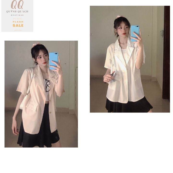 Áo Blazers đẹp giá rẻ 💗𝑭𝒓𝒆𝒆 𝑺𝒉𝒊𝒑💗, Vest nữ mùa hè chát đẹp mặc thoáng mát Màu đen trắng be Freesize | BigBuy360 - bigbuy360.vn
