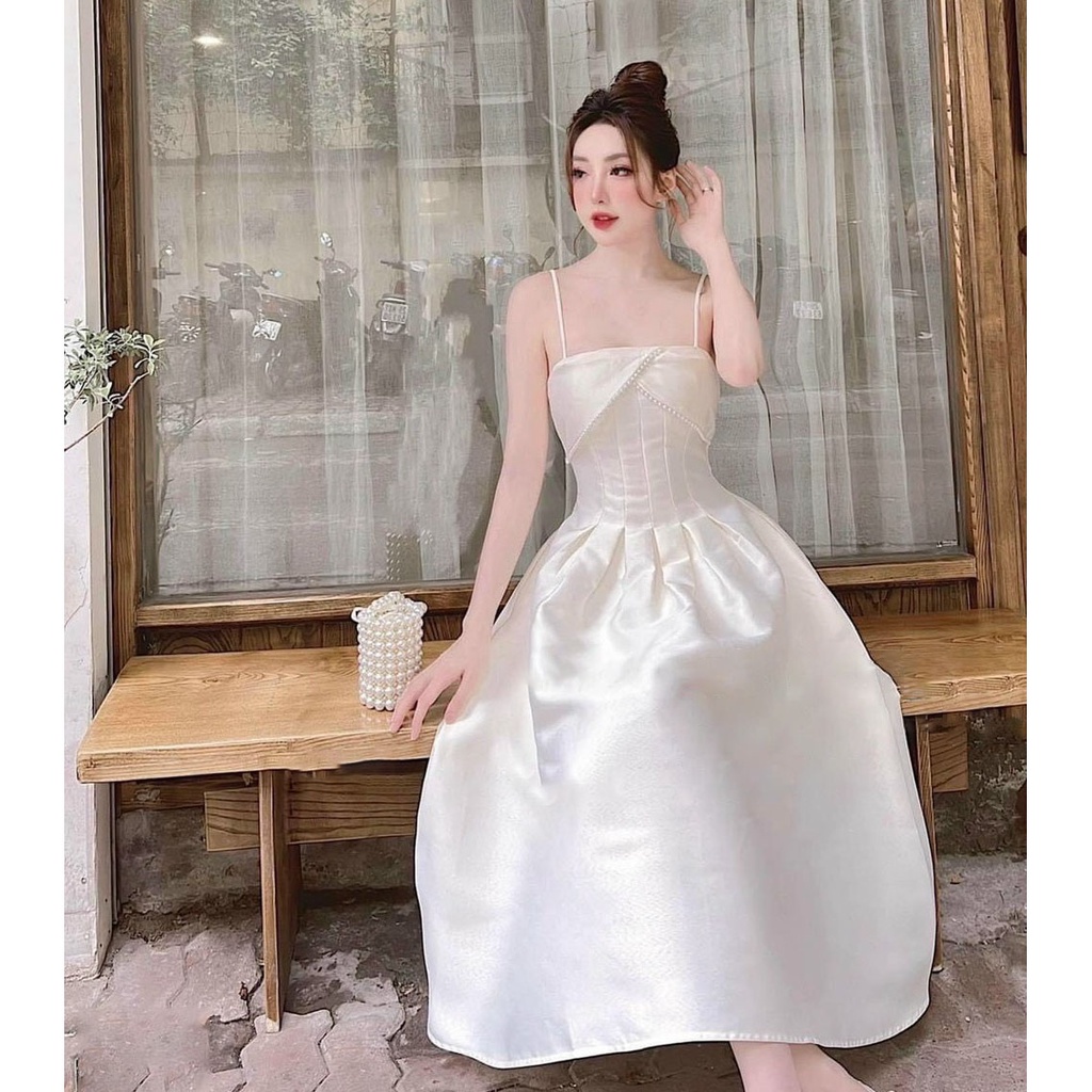 [HCM] Đầm Xòe Nữ 2 Dây Tapta Phối Ren Trước Ngực (Có Mút Ngực) L-G Store Thời Trang Nữ Sam Closet Free Size 40-55kg
