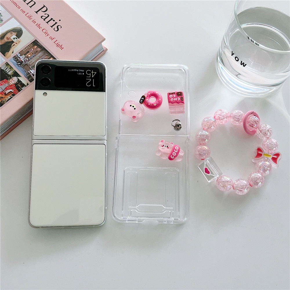 Ốp Điện Thoại Cứng Chống Sốc Hình Gấu Pha Lê Cho Samsung Galaxy Z Flip 4 Z Flip 3 5G