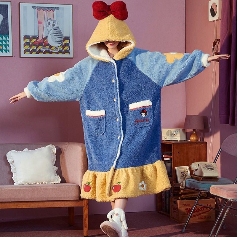 ✿✿Áo choàng ngủ lông cừu dày dáng dài thời trang mùa đông cho nữ | BigBuy360 - bigbuy360.vn