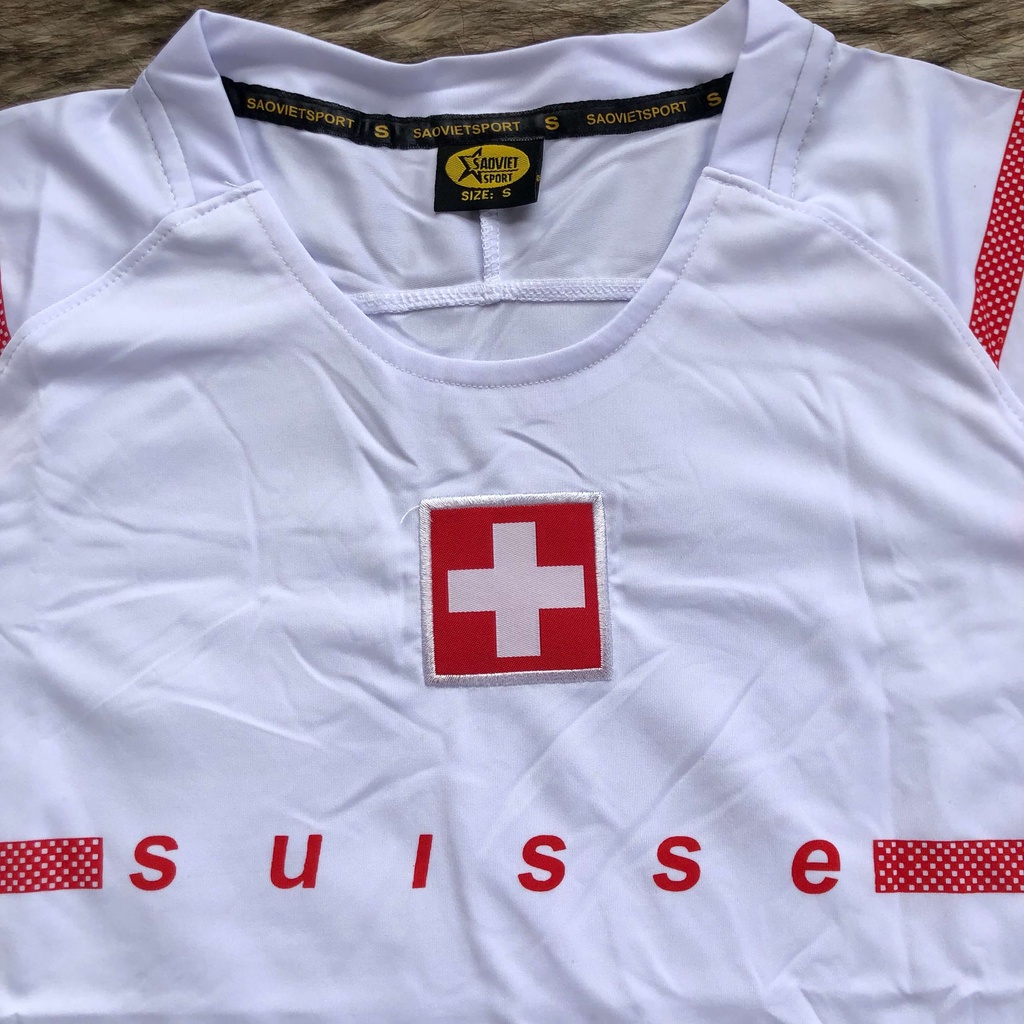Quần Áo Bóng Đá Đội Tuyển THUỴ SĨ Sân Nhà Màu Trắng Đỏ EURO BINGO SPORT