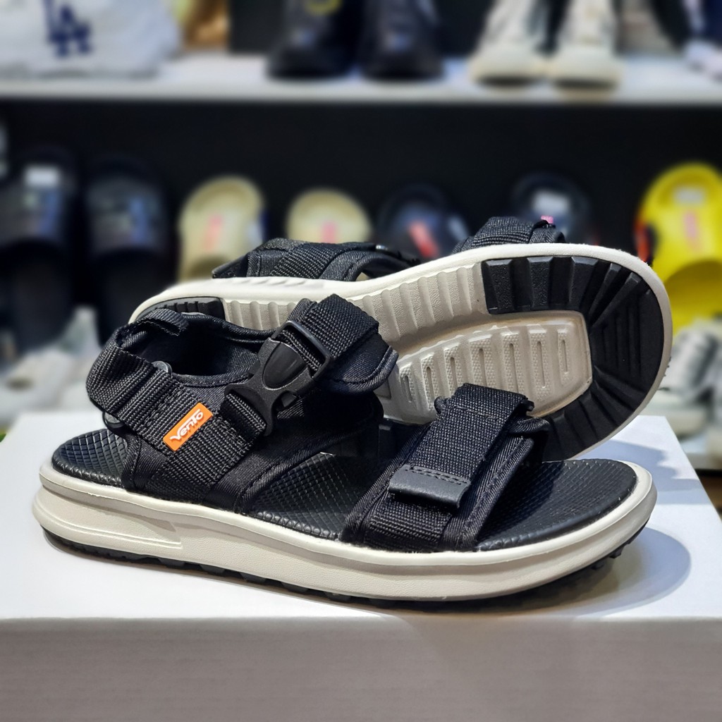 Sandal Vento chính hãng nam nữ SD-NB01 màu đen Black quai dán, quai bấm linh hoạt, Dép quai sau đi học không gây mùi