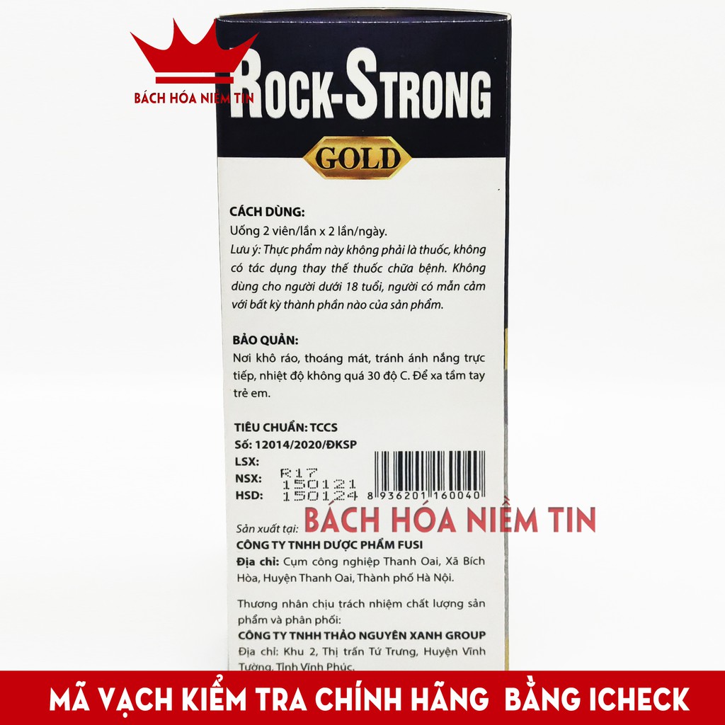 Viên uống bổ thận từ hàu biển ROCK - STRONG GOLD  - tăng cường sinh lý, giảm tiểu đêm, mạnh gân cốt - hộp 30 viên