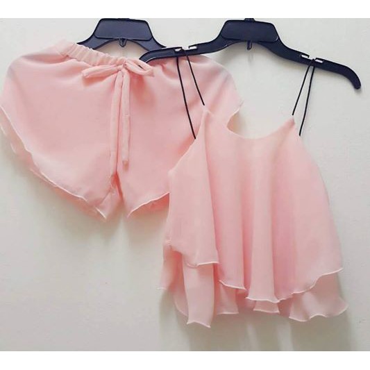 Set đồ bộ ngủ 2 dây thời trang vải voan cực kỳ quyến rũ và mát mẻ cho nữ - Set bướm | BigBuy360 - bigbuy360.vn