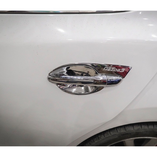 Ốp hõm và tay nắm cửa mazda 3 đời 2015 đến 2019 mạ crom cao cấp