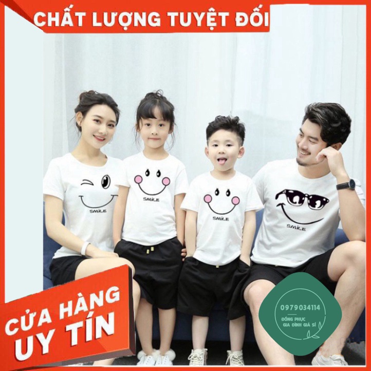 Áo thun gia đình siêu dễ thương Đồ gia đình 3/4/5 người giá rẻ Thun cotton dày dặn Màu trắng GD0016T Bin Action