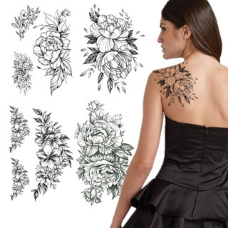 Tạm Thời Hình Xăm Tay Áo Chuyển Nước Tatoo Miếng Dán Hoa Mẫu Đơn Hoa Hồng Hình Xăm Nghệ Thuật Cơ Thể Gợi Cảm Tatoo Cô Gái Cánh Tay Tatto