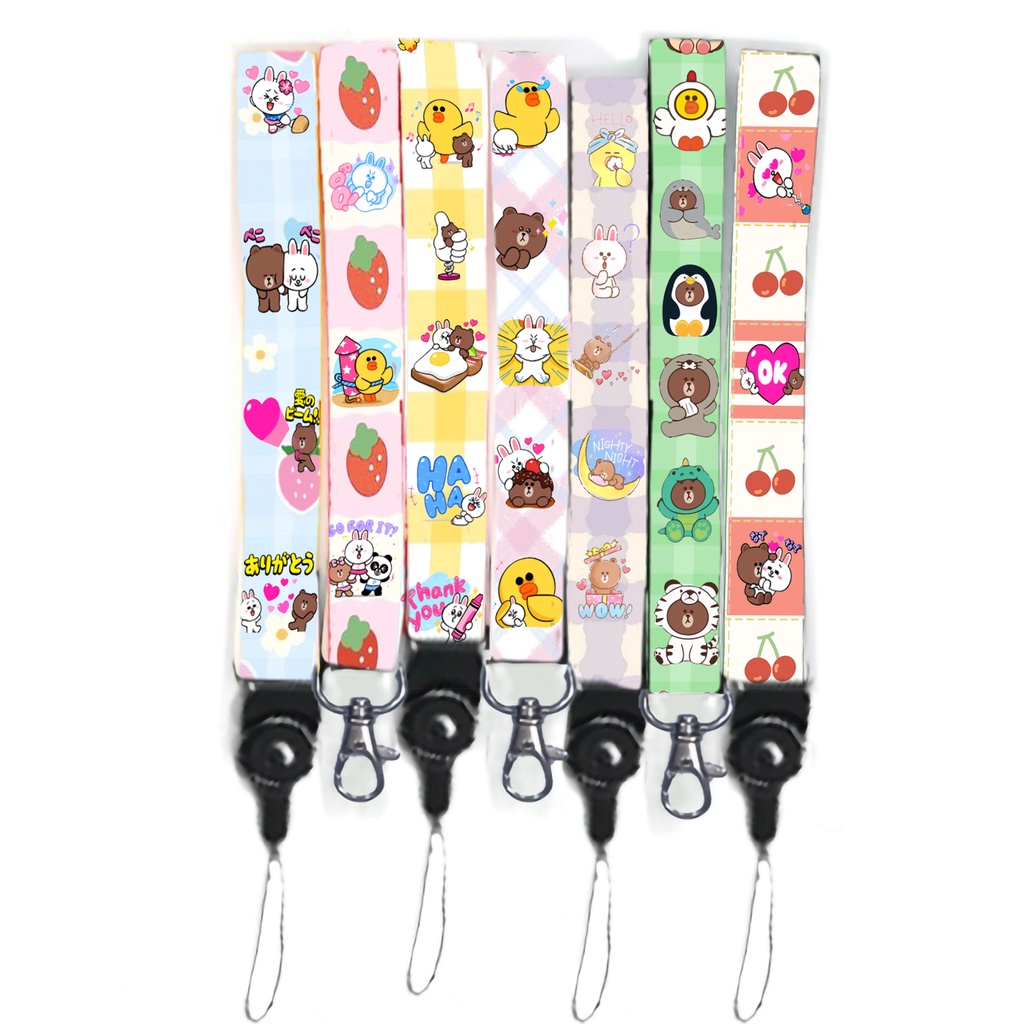 dây strap gấu brown thỏ cony vịt sally STI4 hoạt hình dây treo thẻ name tag ngắn cute dễ thương 15cm