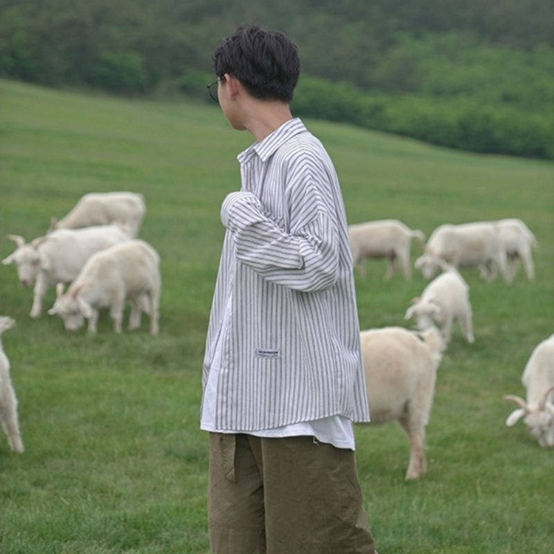 Áo sơ mi tay dài kẻ sọc thời trang Hàn quốc cho nam