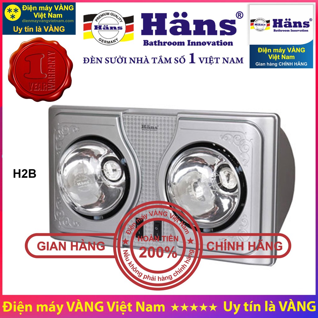 Đèn sưởi nhà tắm Hans H2B H3B H4B HA-S HA-R - Hàng chính hãng