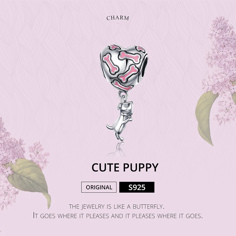 Hạt Charm Bamoer Bạc Hình Chú Chó Tráng Men Dùng Làm Trang Sức Cho Nữ